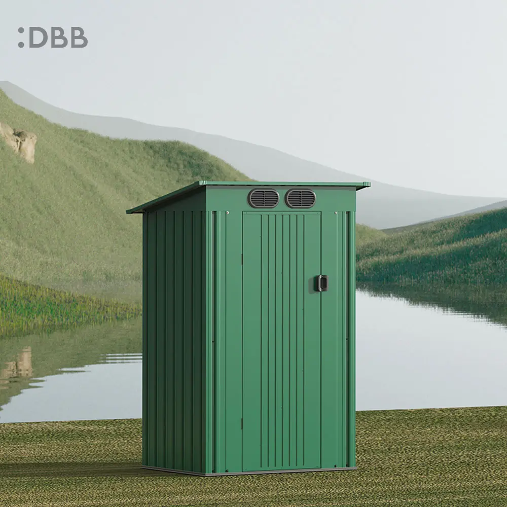 4’X4’ Metal Sheds Garden Storage Sheds Durable Steel Sheds With Pent Roof For Outdoor Patio Yard 丨Light Grey - Image 14