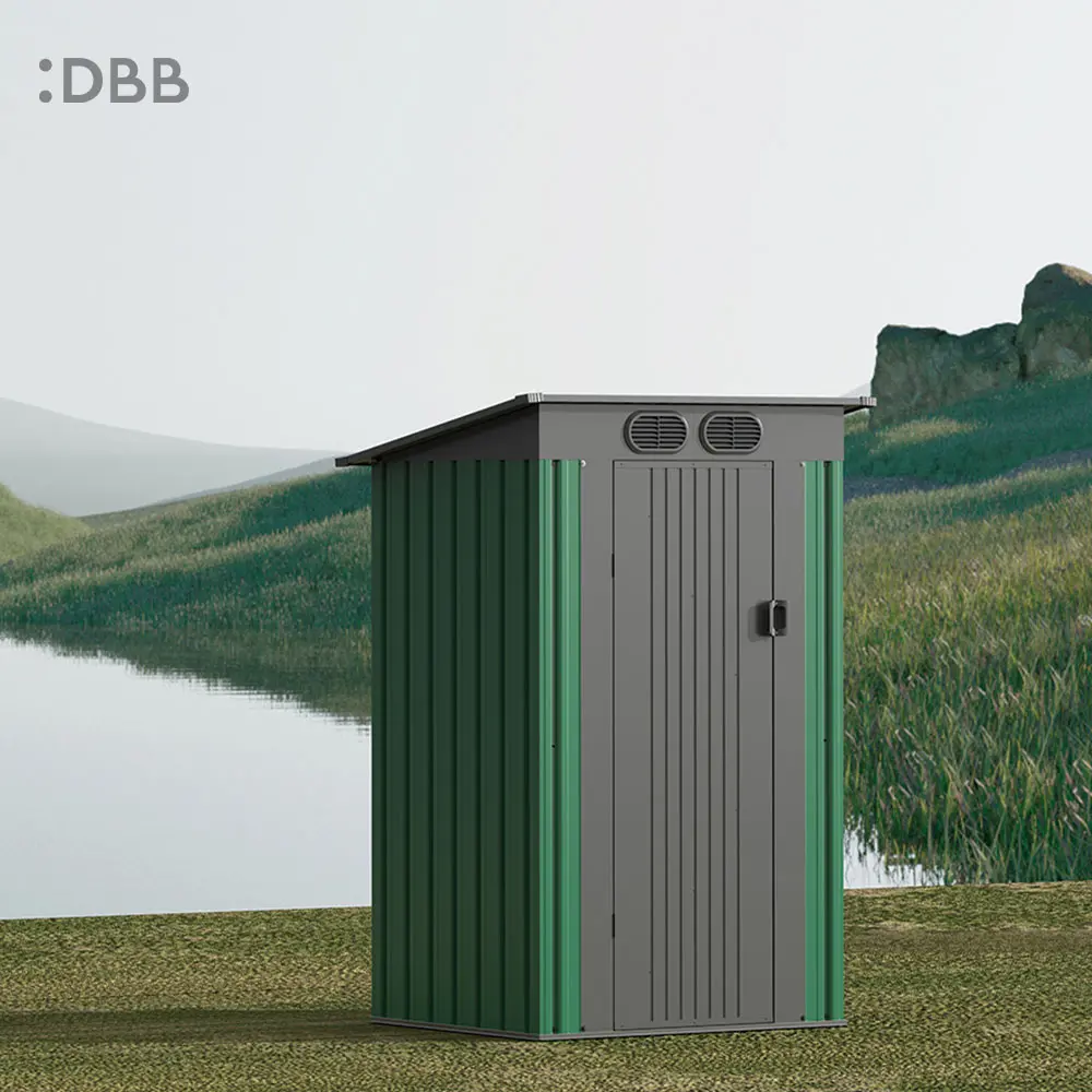 4’X4’ Metal Sheds Garden Storage Sheds Durable Steel Sheds With Pent Roof For Outdoor Patio Yard 丨Light Grey - Image 15