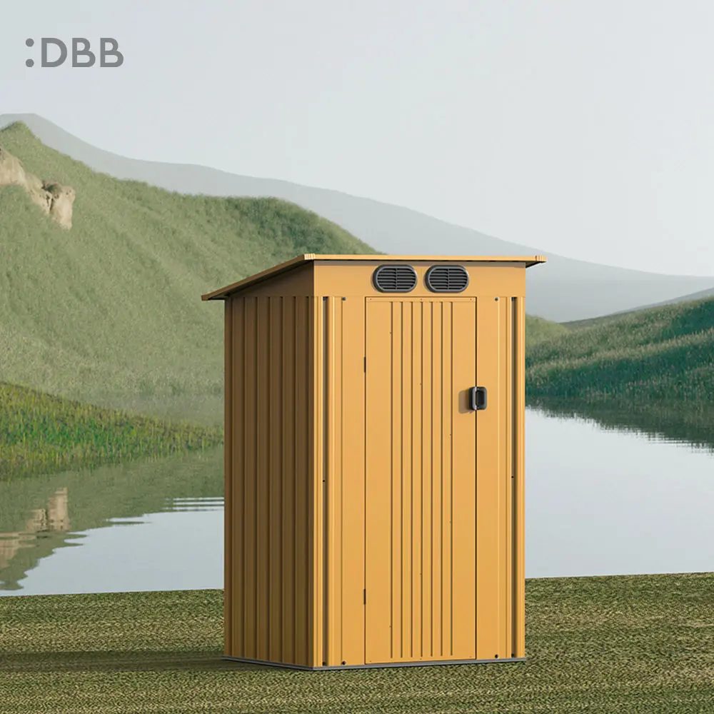 4’X4’ Metal Sheds Garden Storage Sheds Durable Steel Sheds With Pent Roof For Outdoor Patio Yard 丨Light Grey - Image 12