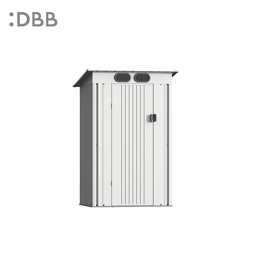 4’X4’ Metal Sheds Garden Storage Sheds Durable Steel Sheds With Pent Roof For Outdoor Patio Yard 丨Light Grey - Image 2