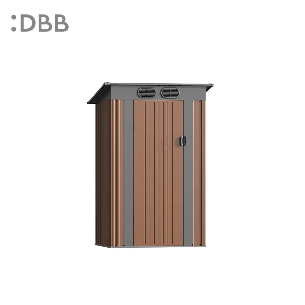 4’X4’ Metal Sheds Garden Storage Sheds Durable Steel Sheds With Pent Roof For Outdoor Patio Yard 丨Light Grey - Image 4