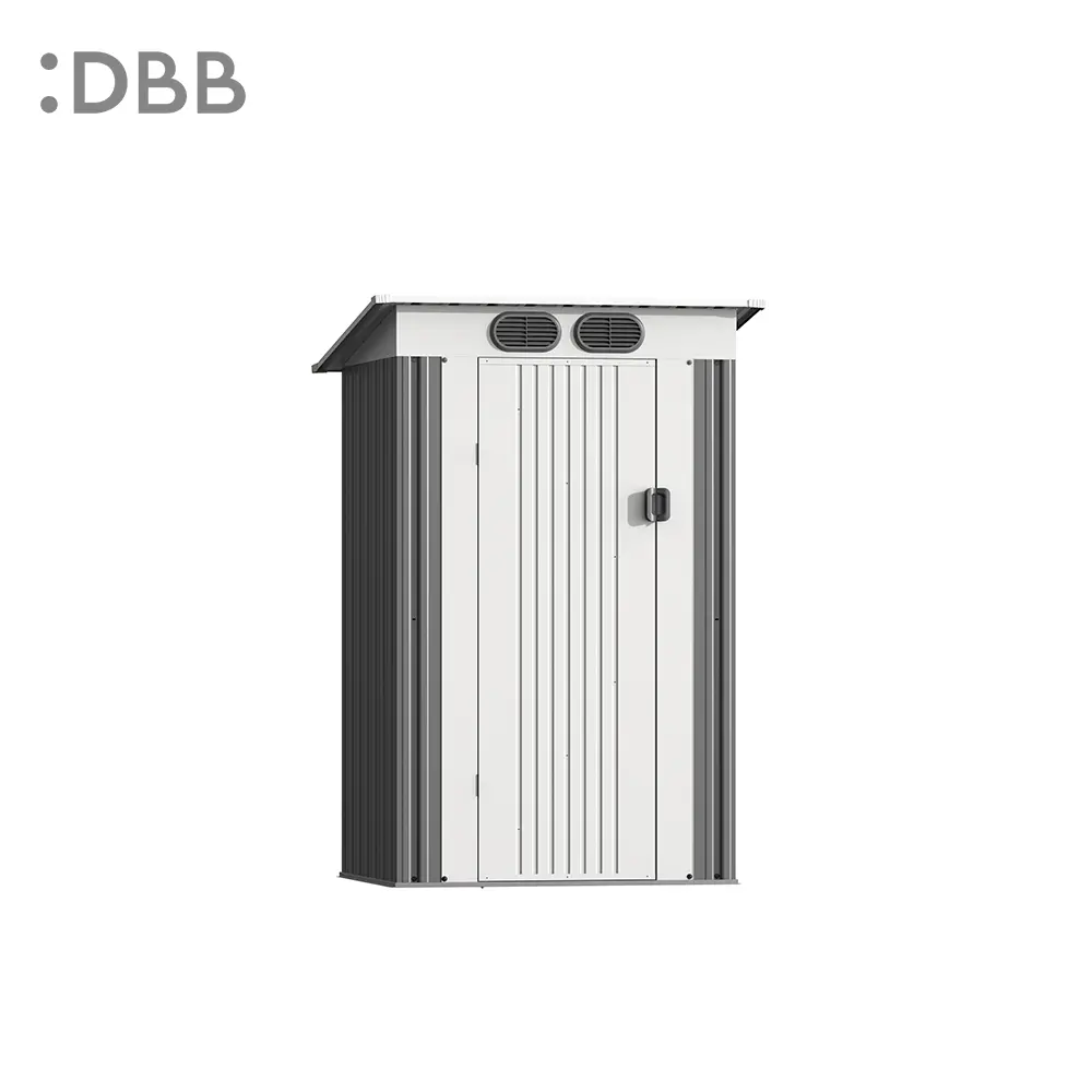 4’X4’ Metal Sheds Garden Storage Sheds Durable Steel Sheds With Pent Roof For Outdoor Patio Yard 丨Light Grey - Image 6