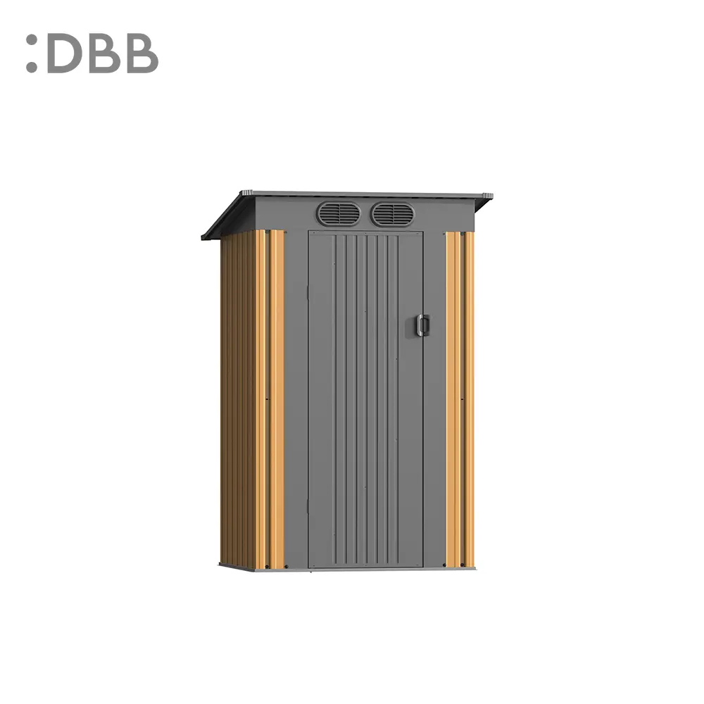 4’X4’ Metal Sheds Garden Storage Sheds Durable Steel Sheds With Pent Roof For Outdoor Patio Yard 丨Light Grey - Image 11