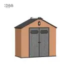 Kingcenter series Intelligent Plastic Sheds with Gable roof Warm brown 8x4ft