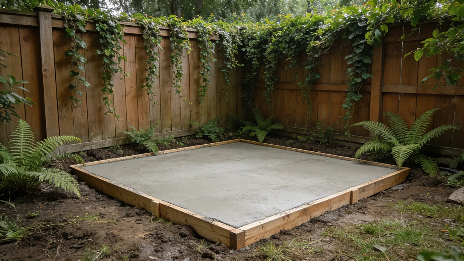 Construction-of-cement-foundation-for-outdoor-bar-shed