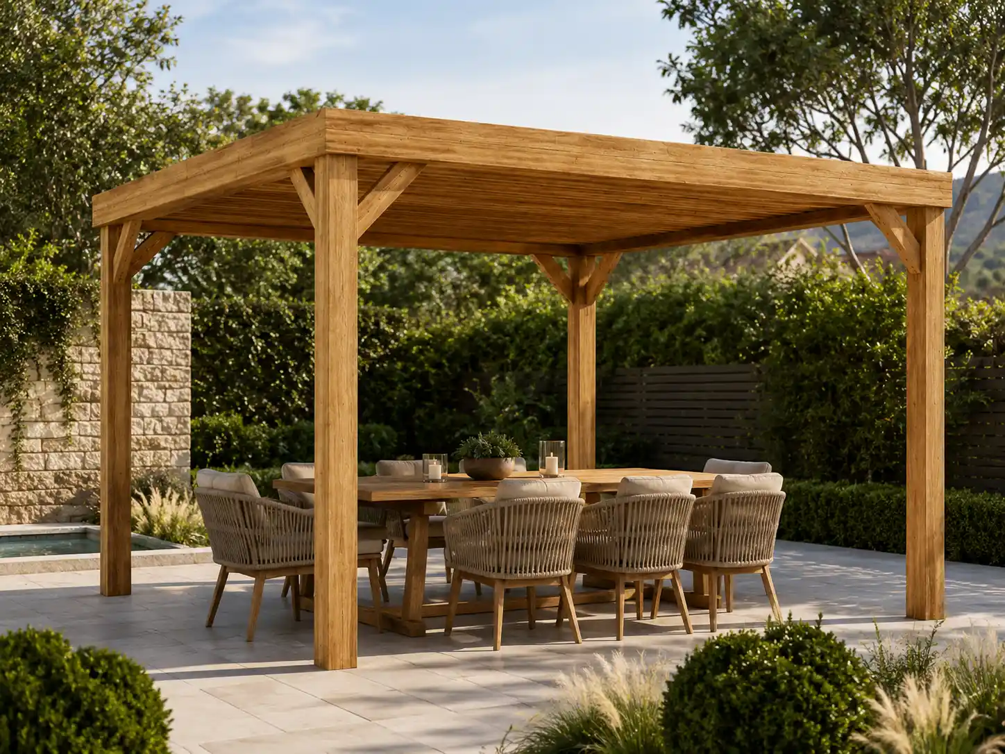 wooden-flat-roof-patio-cover-application
