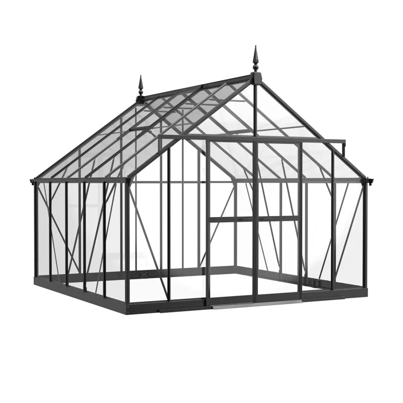 10 x 10 ft Aluminium Victorian Greenhouse with Glass Panels | S Series 1 10x10-ft-aluminium-victorian-greenhouse-with-glass-panels-s-series-product-1