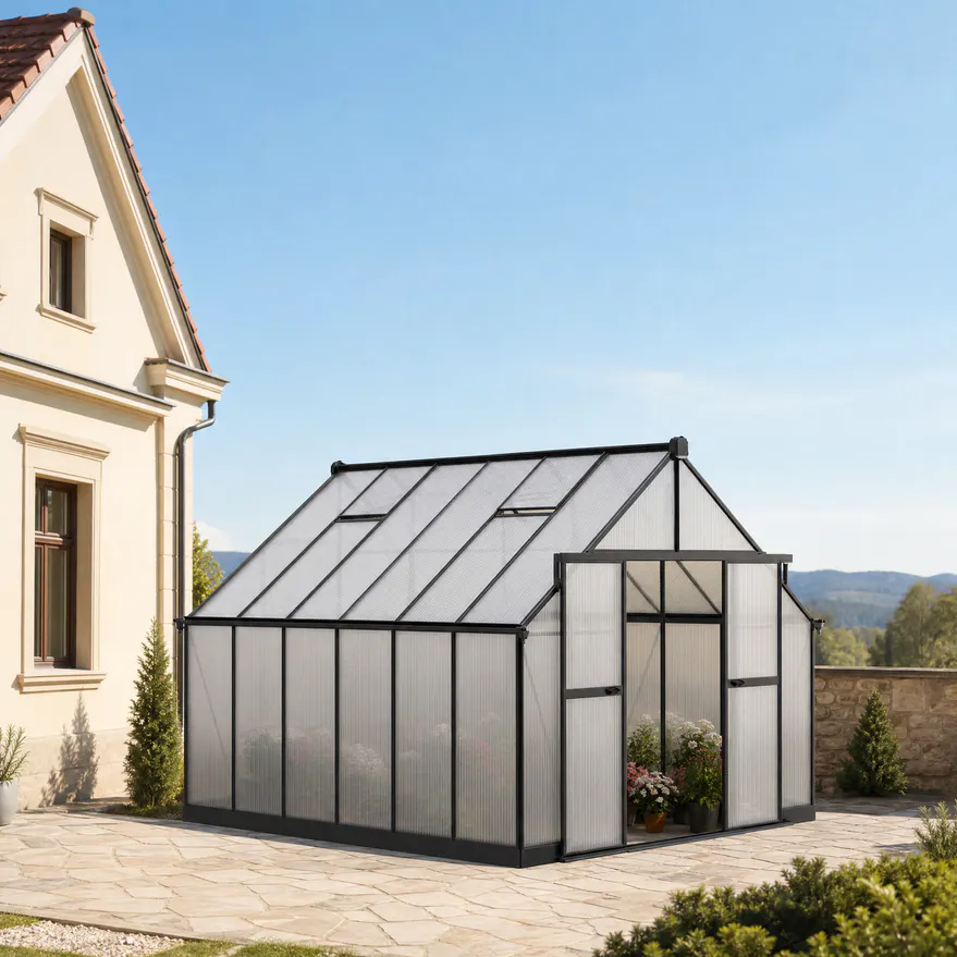 10x12-ft-aluminium-gable-roof-greenhouse-with-polycarbonate-panels-s-series-scene-2