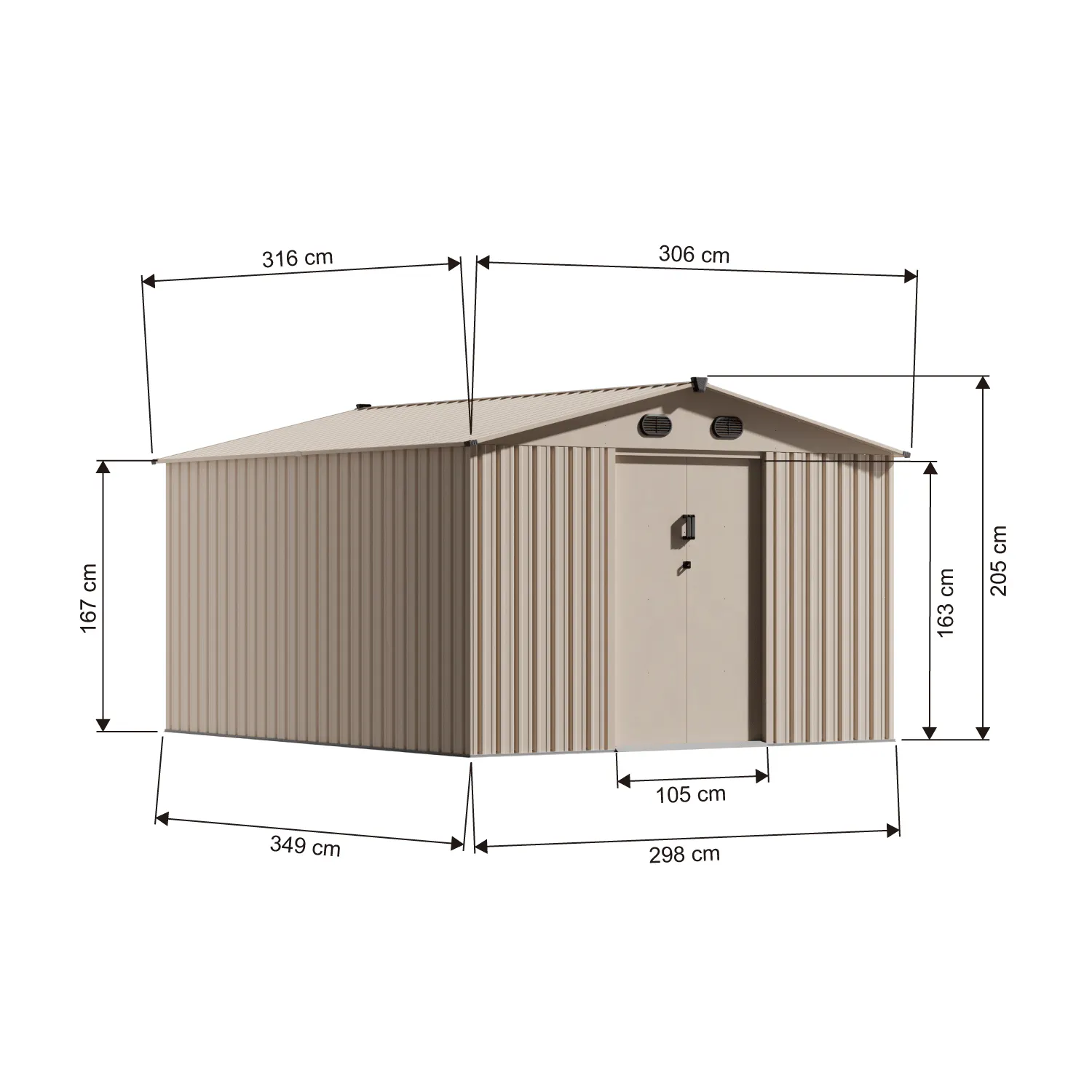 10x12-ft-gable-roof-metal-storage-shed-ks-linedrawing-3