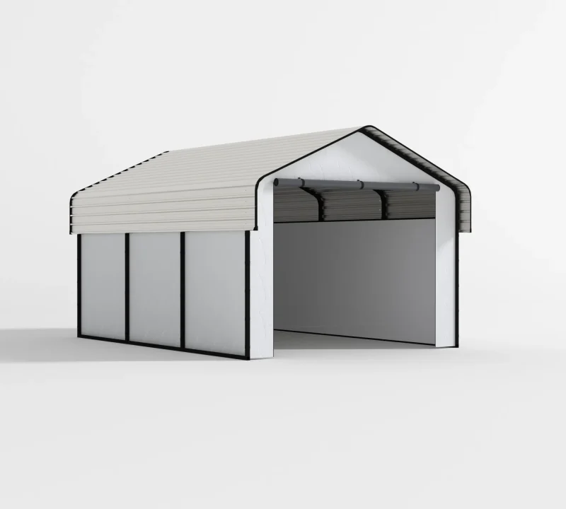 10 x 15 ft Metal Carport with Fabric Sidewalls and Horizontal Tile Roof 1 10x15-ft-metal-carport-with-fabric-sidewalls-and-horizontal-tile-roof-product-1