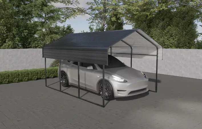 10x15-ft-open-sided-metal-carport-with-horizontal-tile-roof-scene-1