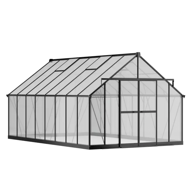 10 x 16 ft Aluminium Gable Roof Greenhouse with Polycarbonate Panels | S Series 12 10x16-ft-aluminium-gable-roof-greenhouse-with-polycarbonate-panels-s-series-product-1