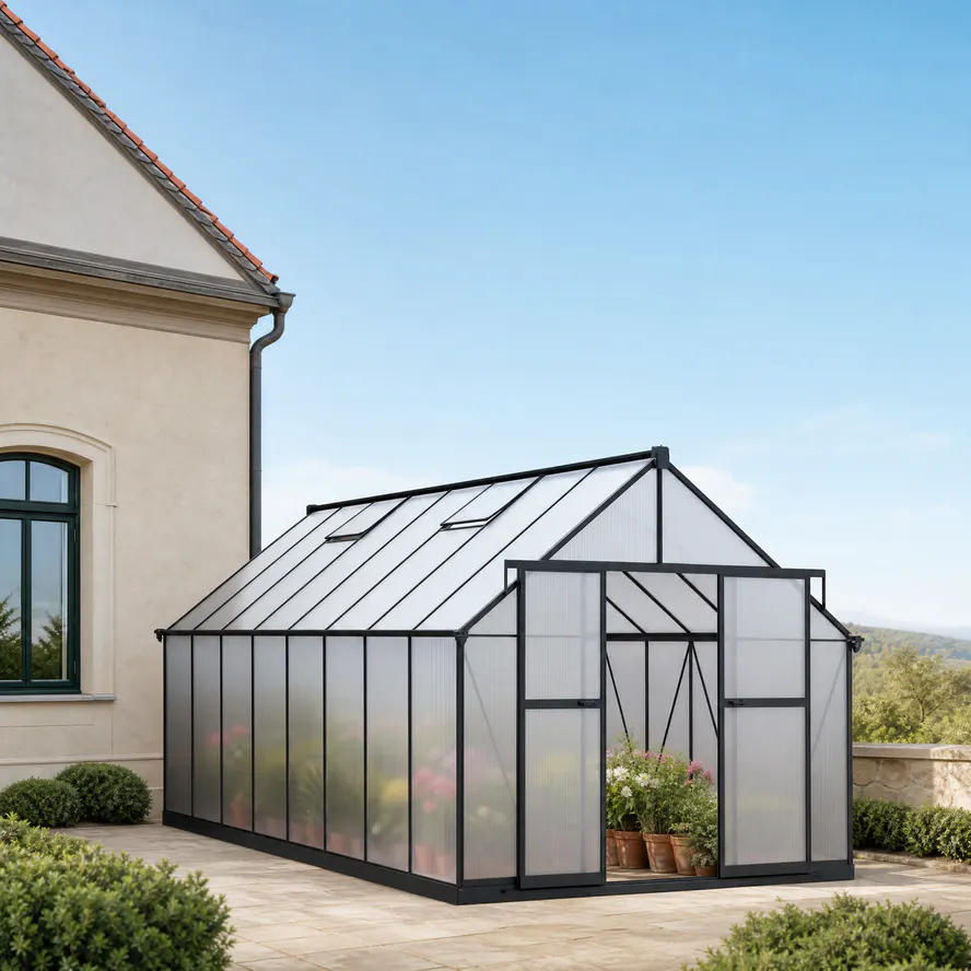 10x16-ft-aluminium-gable-roof-greenhouse-with-polycarbonate-panels-s-series-scene-1