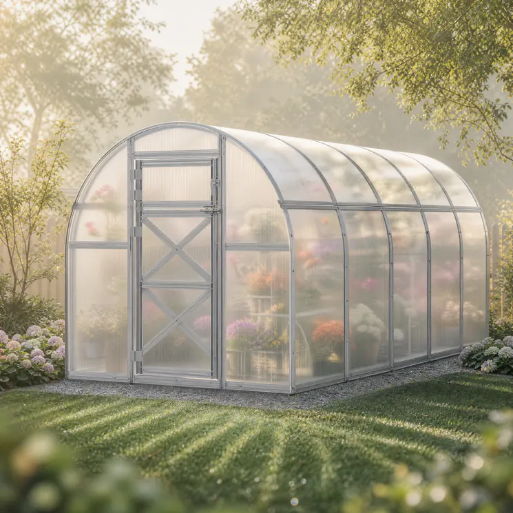 10x16-ft-steel-arched-roof-greenhouse-scene-1