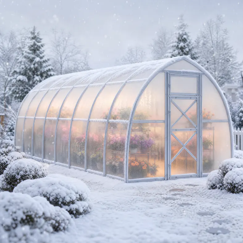 10x26-ft-steel-pointed-arch-roof-greenhouse-scene-1