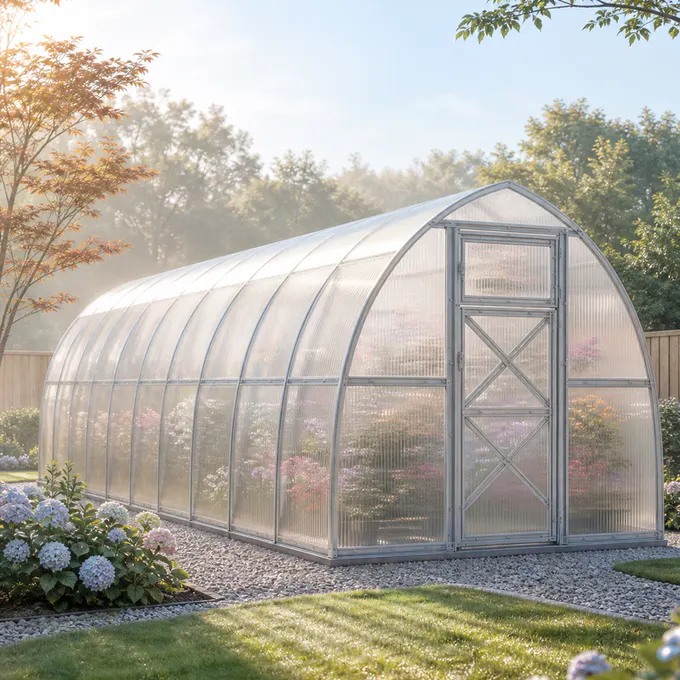 10x40-ft-steel-pointed-arch-roof-greenhouse-scene-1