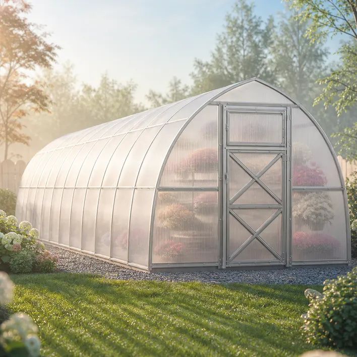 10x46-ft-steel-pointed-arch-roof-greenhouse-scene-1