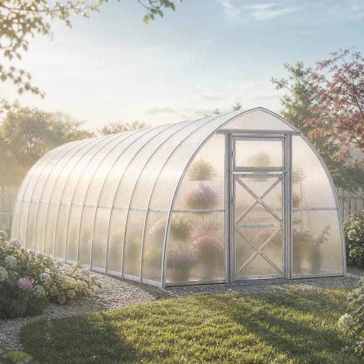 10x46-ft-steel-pointed-arch-roof-greenhouse-scene-2