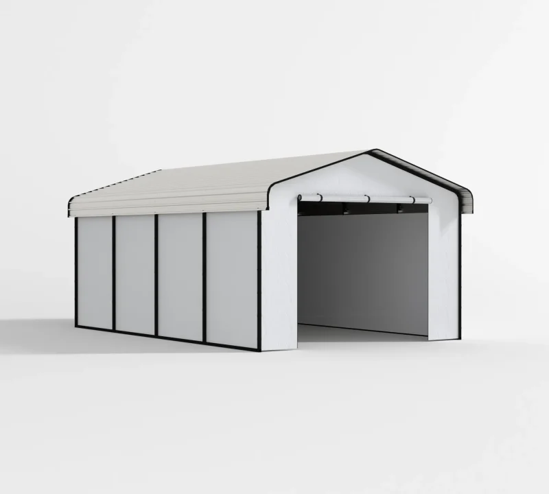 12 x 20 ft Metal Carport with Fabric Sidewalls and Horizontal Tile Roof 8 12x20-ft-metal-carport-with-fabric-sidewalls-and-horizontal-tile-roof-product-1