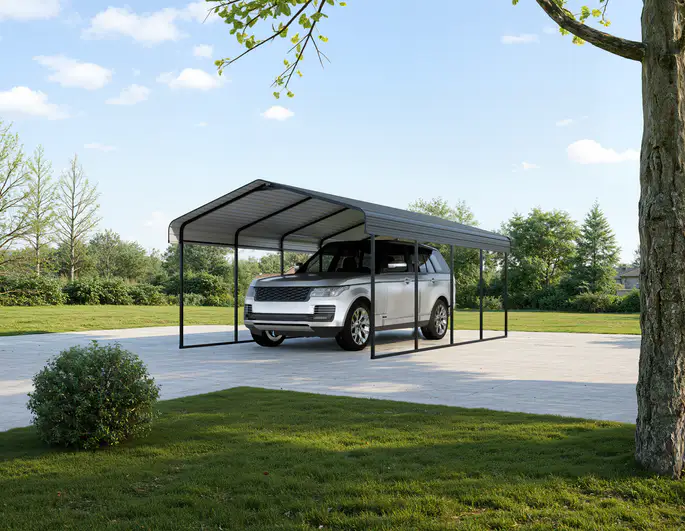 12x20-ft-open-sided-metal-carport-with-horizontal-tile-roof-scene-1