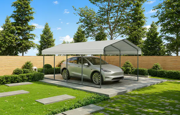 12x20-ft-open-sided-metal-carport-with-horizontal-tile-roof-scene-3