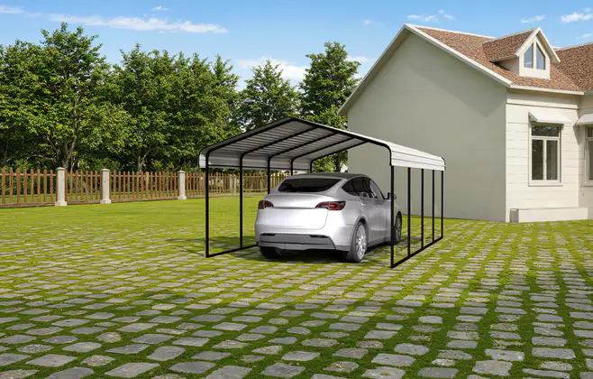 12x20-ft-open-sided-metal-carport-with-horizontal-tile-roof-scene-5
