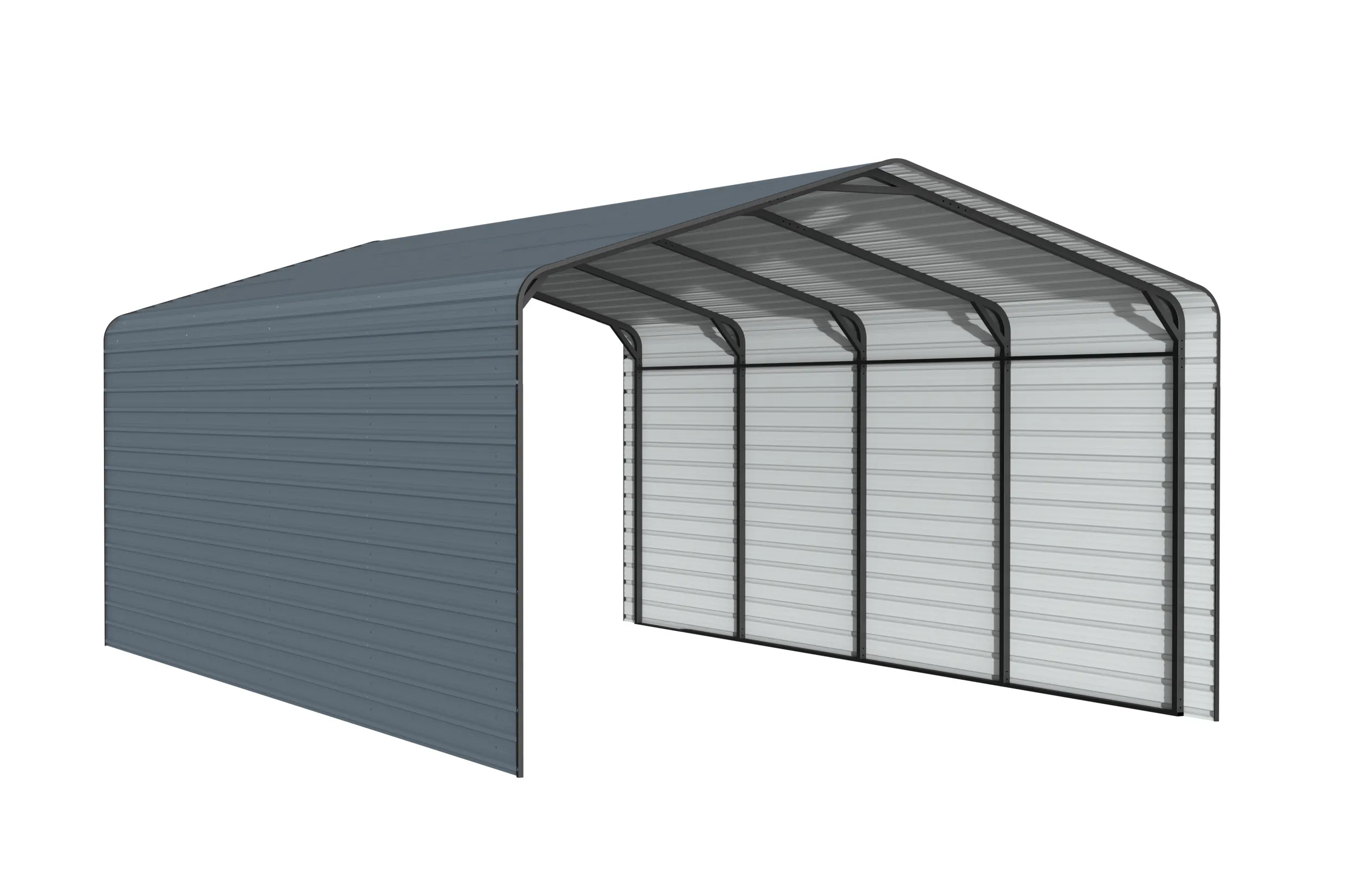 12 x 20 ft Side-Enclosed Metal Carport with Horizontal Tile Roof 2 12x20-ft-side-enclosed-metal-carport-with-horizontal-tile-roof-product-2