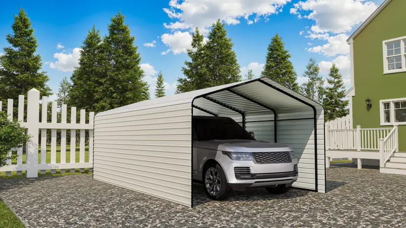 12x20-ft-side-enclosed-metal-carport-with-horizontal-tile-roof-scene