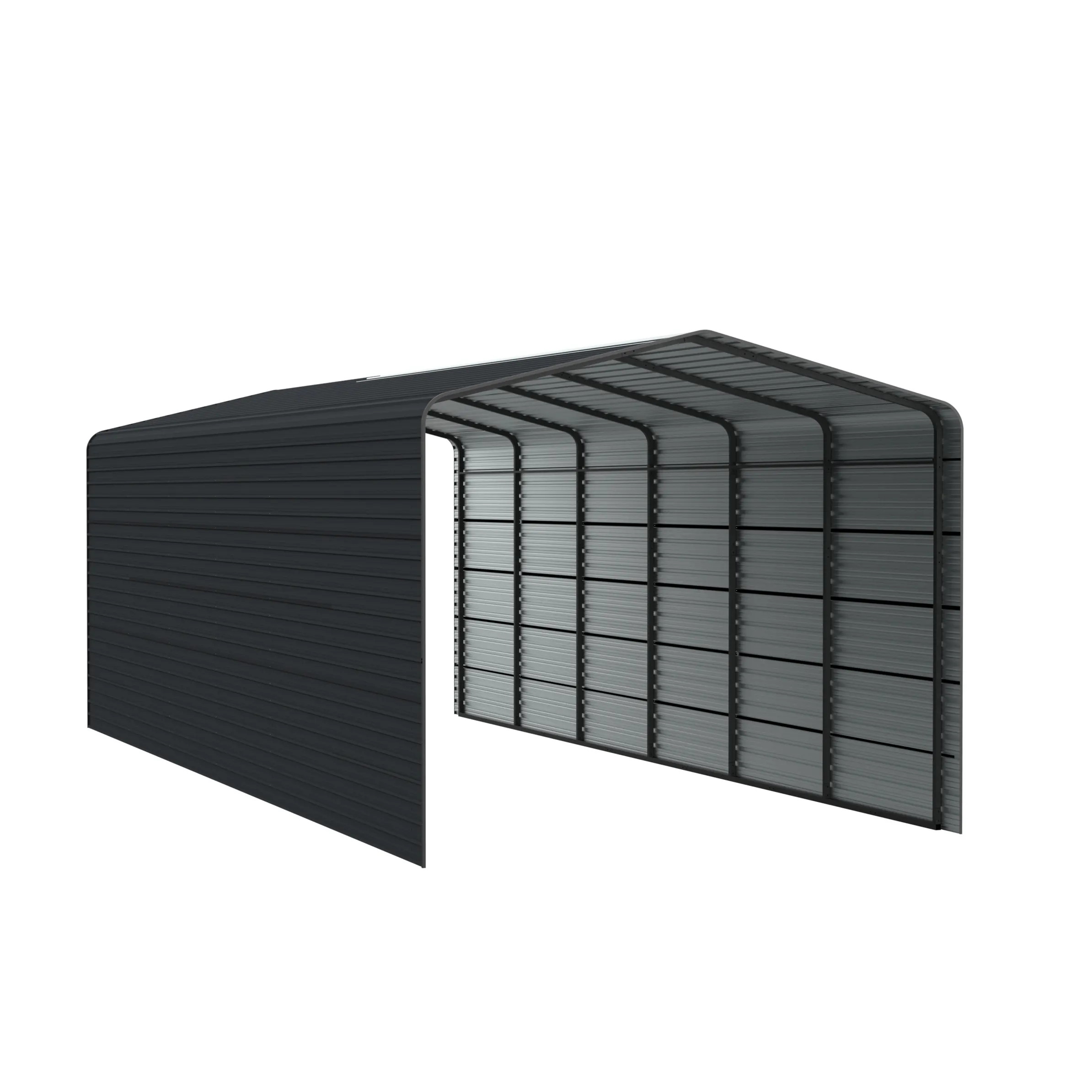 12 x 30 ft Side-Enclosed Metal Carport with Horizontal Tile Roof 1 12x30-ft-side-enclosed-metal-carport-with-horizontal-tile-roof-product