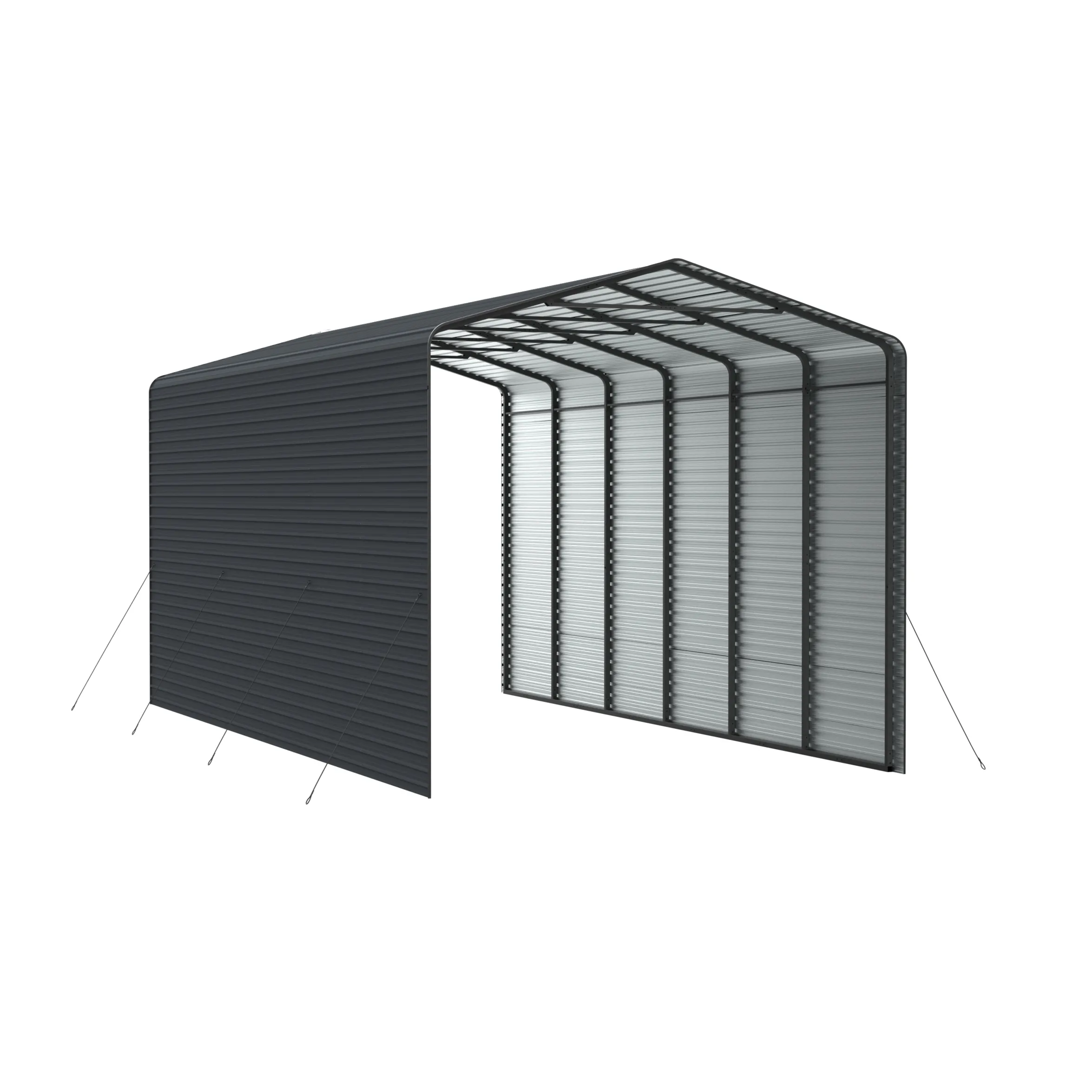 14 x 30 ft Side-Enclosed Metal Carport with Horizontal Tile Roof 1 14x30-ft-side-enclosed-metal-carport-with-horizontal-tile-roof-product