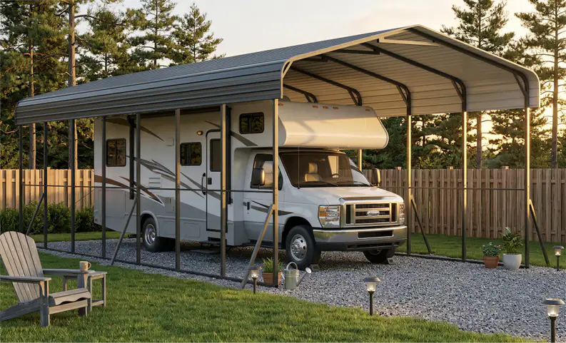 14x35-ft-open-sided-metal-carport-with-horizontal-tile-roof-scene-2