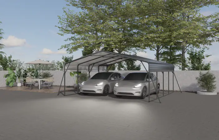 20x20-ft-open-sided-metal-carport-with-horizontal-tile-roof-scene-1