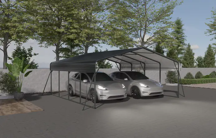 20x20-ft-open-sided-metal-carport-with-horizontal-tile-roof-scene-2