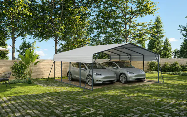 20x20-ft-open-sided-metal-carport-with-horizontal-tile-roof-scene-3