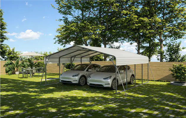 20x20-ft-open-sided-metal-carport-with-horizontal-tile-roof-scene-4