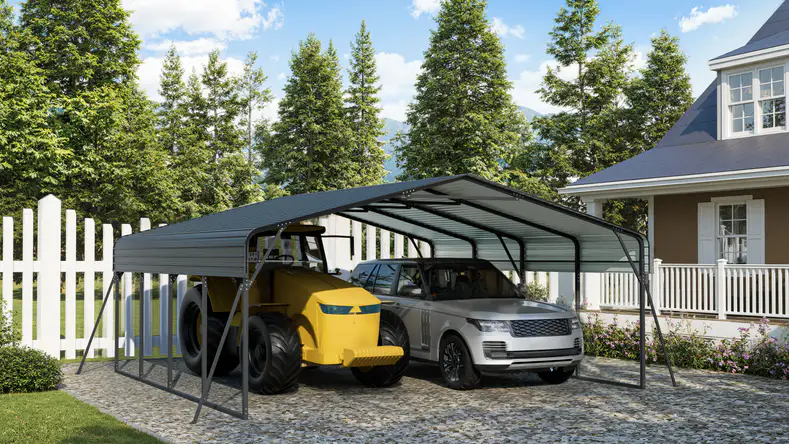 20x20-ft-open-sided-metal-carport-with-horizontal-tile-roof-scene-5