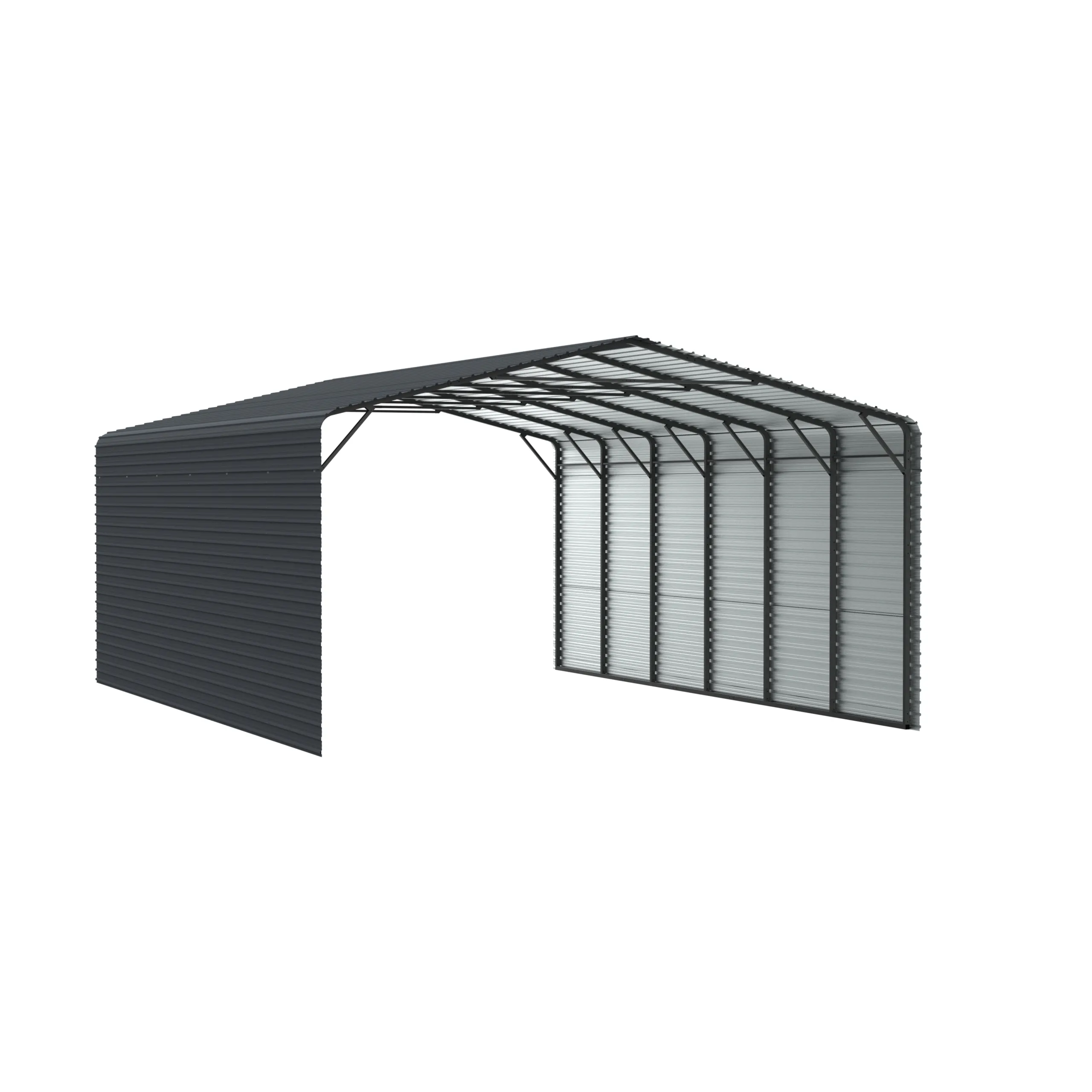 20 x 30 ft Side-Enclosed Metal Carport with Horizontal Tile Roof 2 20x30-ft-side-enclosed-metal-carport-with-horizontal-tile-roof-product-2