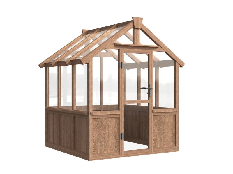 6 ft Wooden Gable Greenhouse with Solid Wood Base and Glass Panels 6 6-ft-wooden-gable-greenhouse-with-solid-wood-base-and-glass-panels-product-1