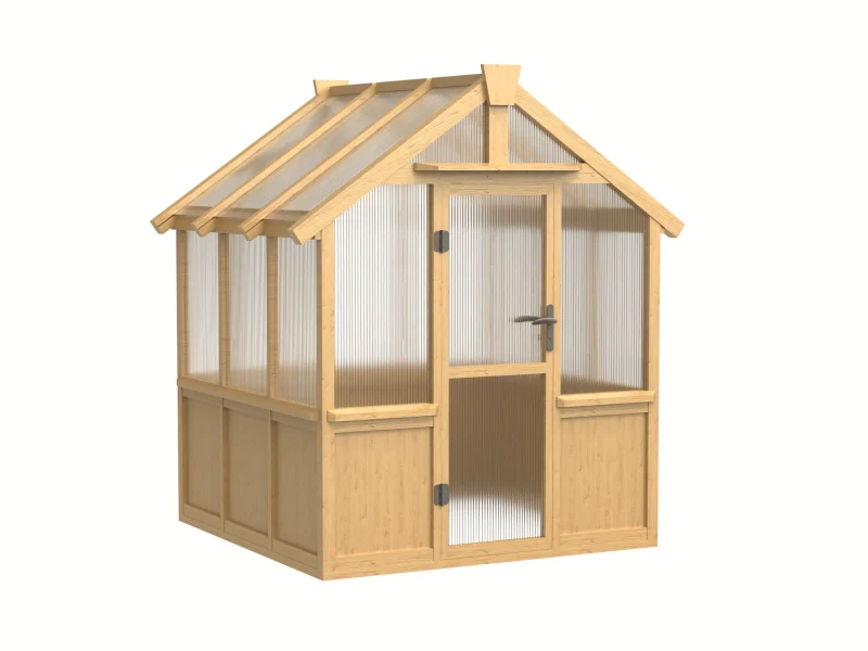 6 ft Wooden Gable Greenhouse with Solid Wood Base and Polycarbonate Panels 5 6-ft-wooden-gable-greenhouse-with-solid-wood-base-and-polycarbonate-panels-product-1