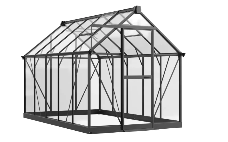 6 x 10 ft Aluminium Gable Roof Greenhouse with Glass Panels | S Series 4 6x10-ft-aluminium-gable-roof-greenhouse-with-glass-panels-s-series-product-1-scaled