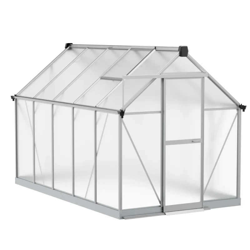 6 x 10 ft Aluminium Gable Roof Greenhouse with Polycarbonate Panels | S Series 10 6x10-ft-aluminium-gable-roof-greenhouse-with-polycarbonate-panels-s-series-product-1