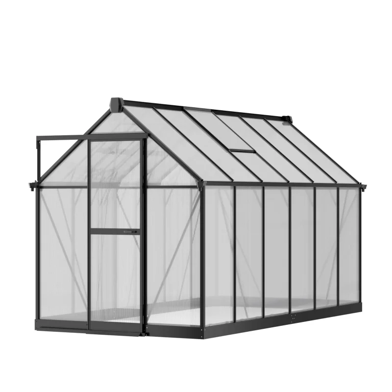 6 x 12 ft Aluminium Gable Roof Greenhouse with Polycarbonate Panels | S Series 9 6x12-ft-aluminium-gable-roof-greenhouse-with-polycarbonate-panels-s-series-product-1
