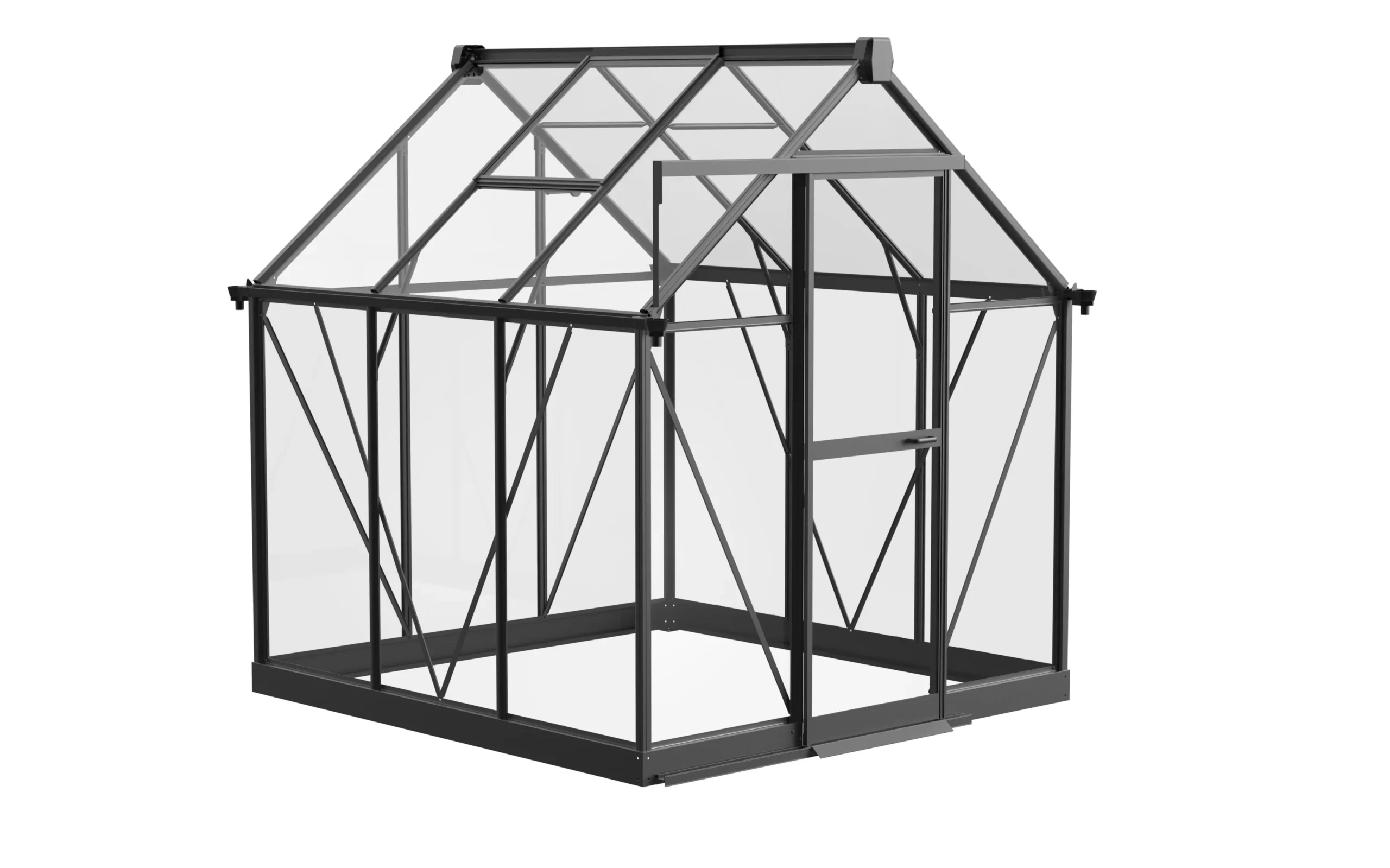 6 x 6 ft Aluminium Gable Roof Greenhouse with Glass Panels | S Series 3 6x6-ft-aluminium-gable-roof-greenhouse-with-glass-panels-s-series-product-3-scaled