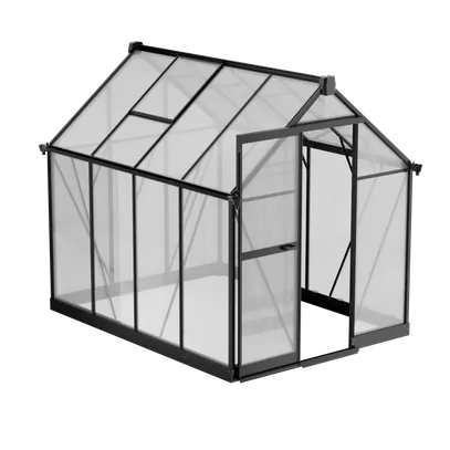 6 x 8 ft Aluminium Gable Roof Greenhouse with Polycarbonate Panels | S Series 8 6x8-ft-aluminium-gable-roof-greenhouse-with-polycarbonate-panels-s-series-product-1