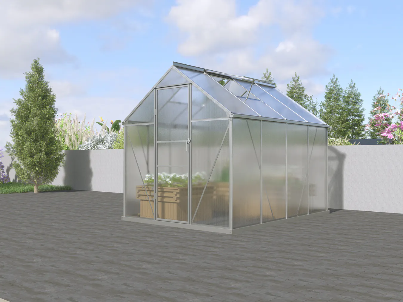 6x8-ft-aluminium-gable-roof-greenhouse-with-polycarbonate-panels-s-series-scene-1