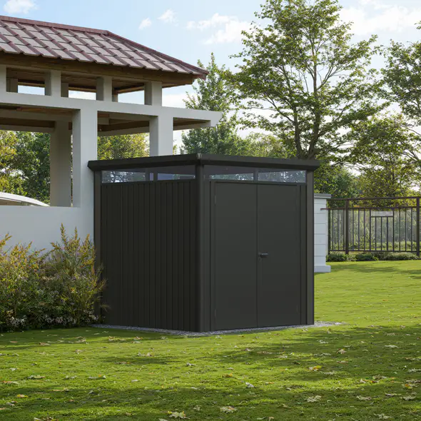 7x7-ft-flat-roof-metal-storage-shed-vertex-scene-2