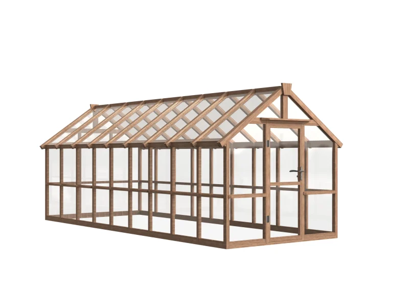 8 ft Wooden Gable Greenhouse with Full-Height Glass Panels 4 8-ft-wooden-gable-greenhouse-with-full-height-glass-panels-product-1