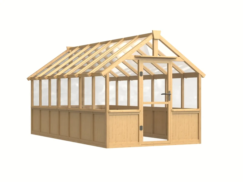 8 ft Wooden Gable Greenhouse with Solid Wood Base and Glass Panels 2 8-ft-wooden-gable-greenhouse-with-solid-wood-base-and-glass-panels-product-1