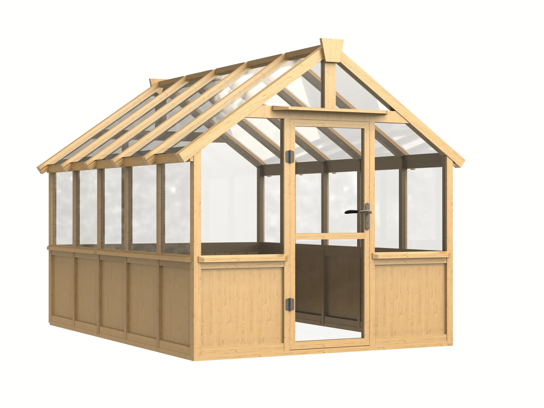 8 ft Wooden Gable Greenhouse with Solid Wood Base and Glass Panels 2 8-ft-wooden-gable-greenhouse-with-solid-wood-base-and-glass-panels-product-2