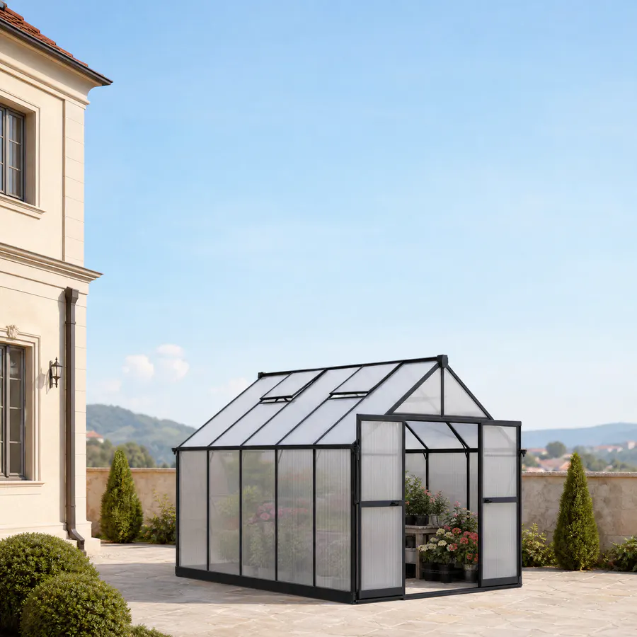 8x10-ft-aluminium-gable-roof-greenhouse-with-polycarbonate-panels-s-series-scene-2